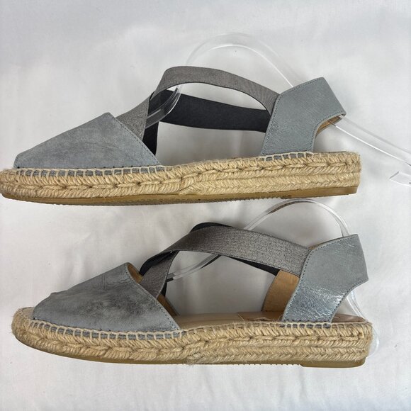 Kanna Espadrille Sandals Women’s 41 Metallic Silver Crisscross Slingback Spain - Picture 7 of 16